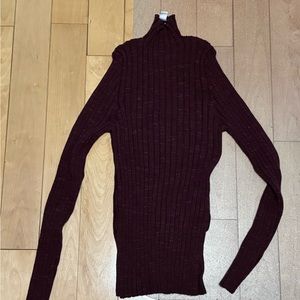 Topshop Ribbed Burgundy Long Sleeve